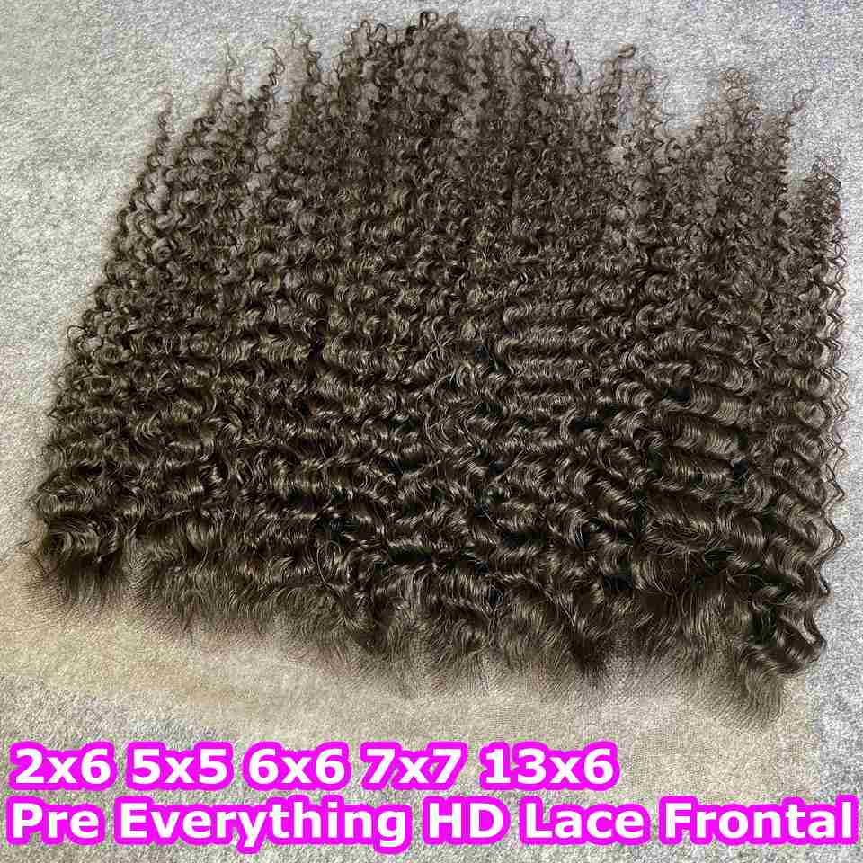 Curly Real Invisible HD Lace 13x6 9x6 Melt Skins Pre Plucked Lace Closure 100% Virgin Human Raw Hair 13x4 7x7 HD Lace Frontal