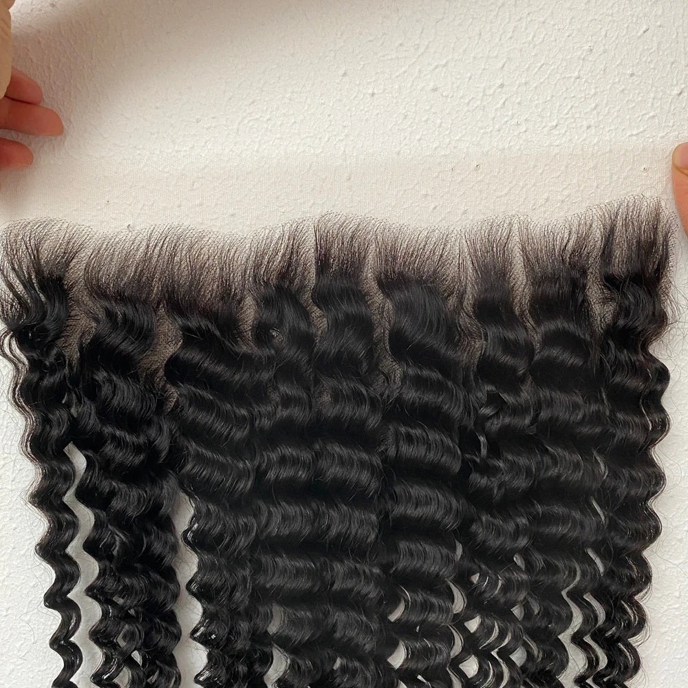 Deep Wave 13x6 Invisible HD Lace Frontal 4×4 HD Lace Closure Melt Skins Pre Plucked Ear to Ear Brazilian Human Hair For Women