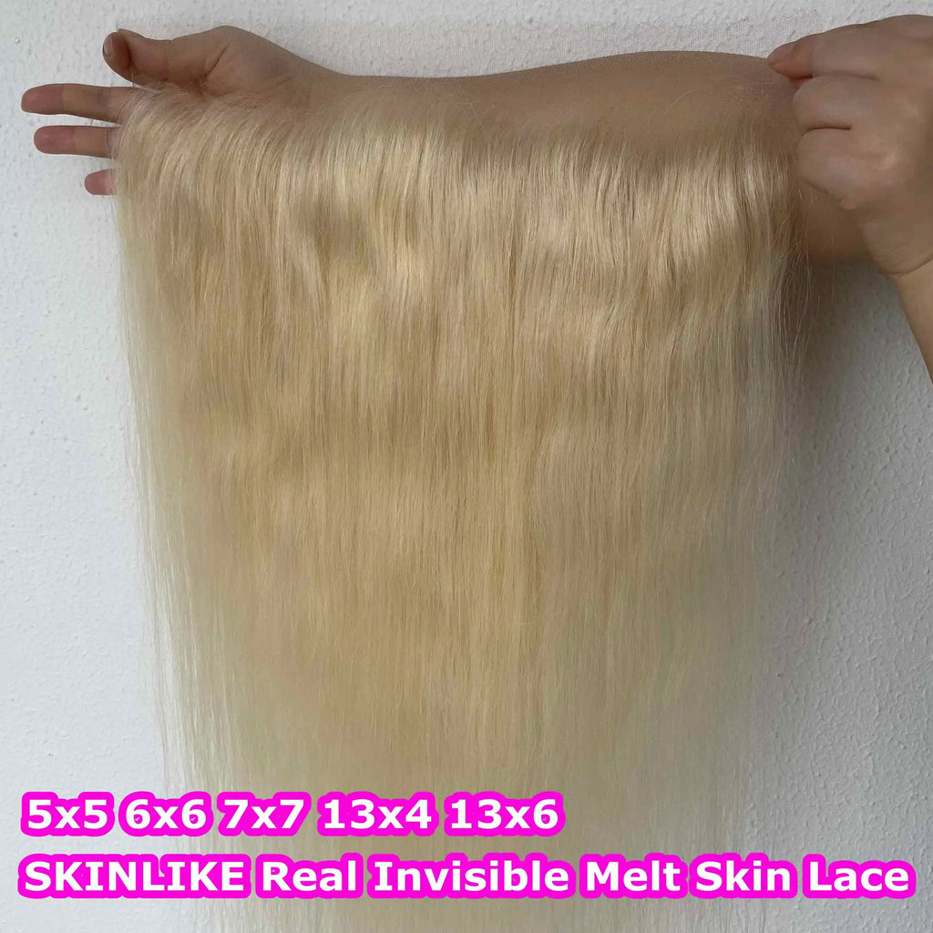 Invisible Real HD Lace 613 Blonde 13x6 Lace Frontal Straight 7x7 5x5 Lace Closure Baby Hair Pre Everything Brazilian Remy Hair