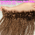 Chocolate Brown 13x6 Invisible HD Lace Frontal Kinky Curly Melt Skin Pre Plucked 9×6 Closure Ear to Ear Brazilian Human Hair