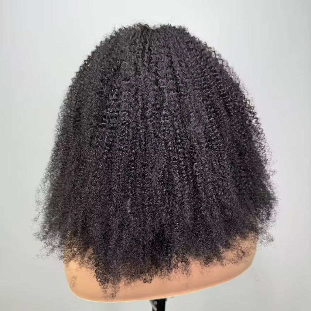 4C Kinky Edges Mongolian Afro Kinky Curly Wig 13x6 HD Lace Frontal Human Hair Wigs Human Hair Curly 5x5 HD Lace Closure Wig