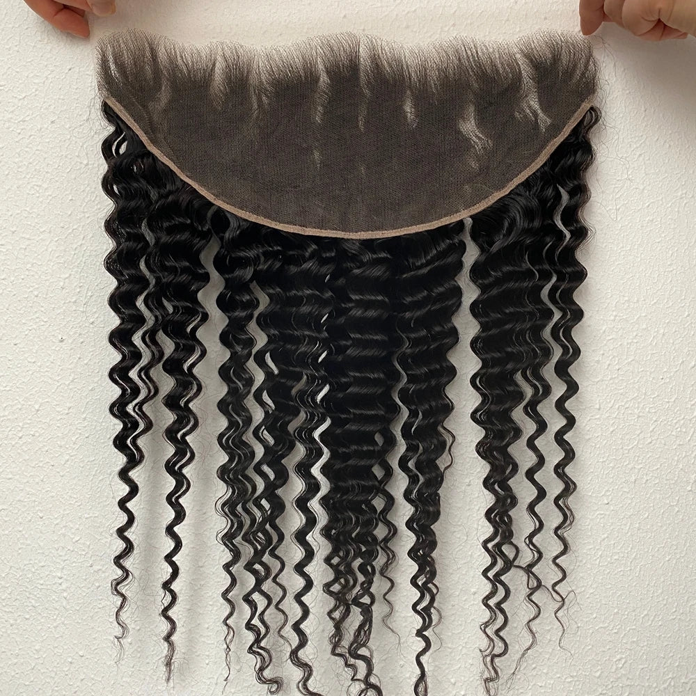 Deep Wave 13x6 Invisible HD Lace Frontal 4×4 HD Lace Closure Melt Skins Pre Plucked Ear to Ear Brazilian Human Hair For Women