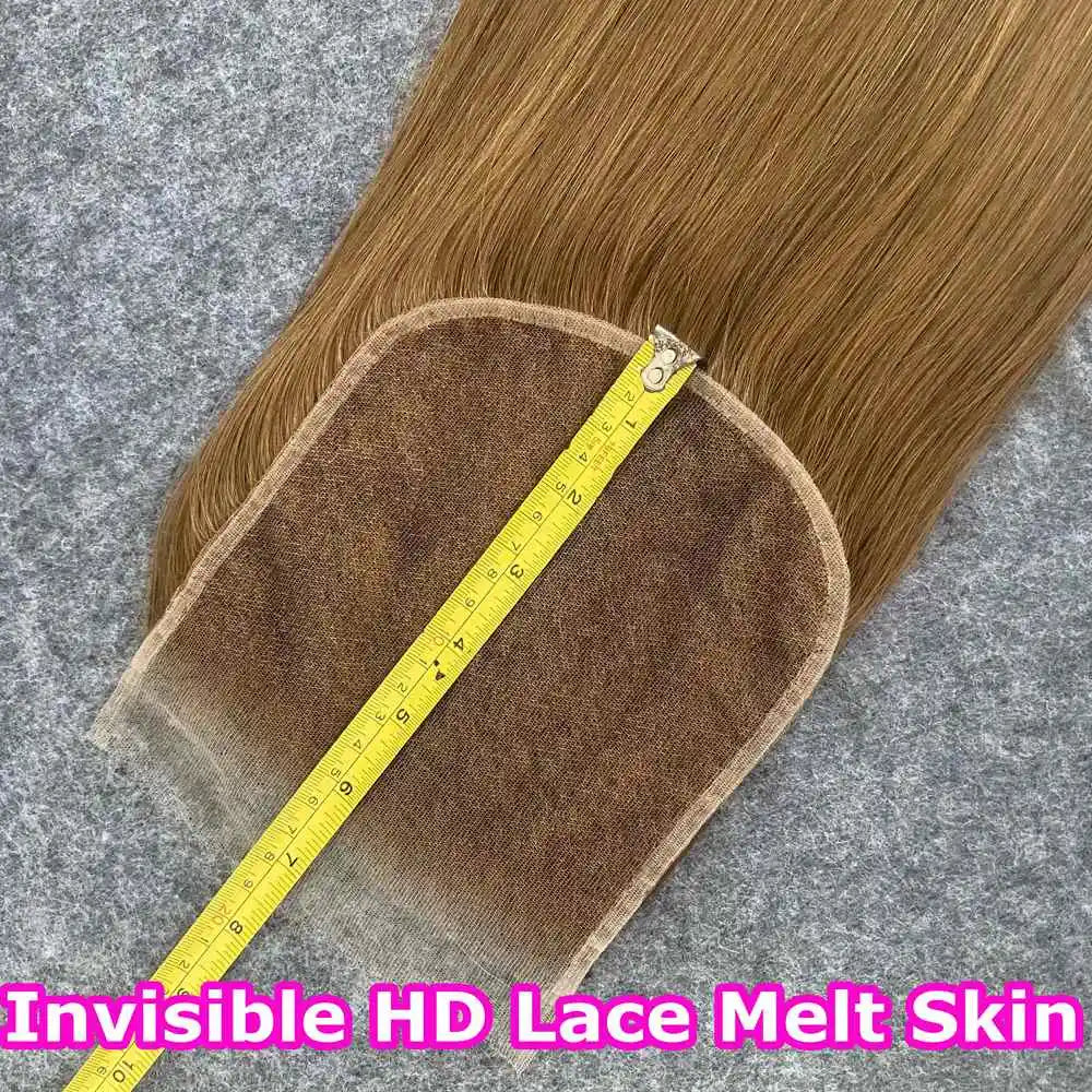 13x4 13x6 HD Lace Frontal Only Melt Skins #27 Honey Blonde Brazilian Remy Straight Human Hair 5x5 6x6 HD Lace Closure PrePlucked