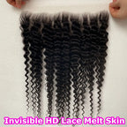 Deep Wave 13x6 Invisible HD Lace Frontal 4×4 HD Lace Closure Melt Skins Pre Plucked Ear to Ear Brazilian Human Hair For Women