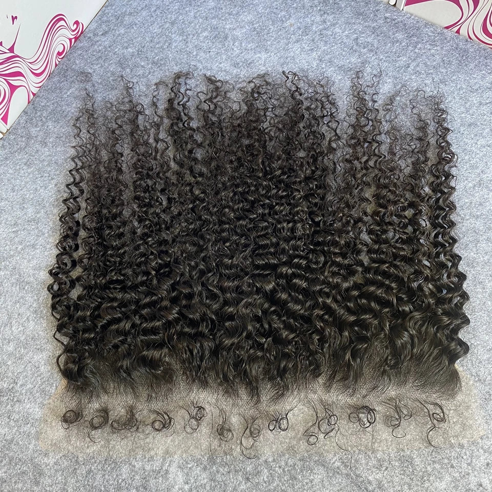 HD Full Lace Frontal Only Curly Edges Baby Hair Deep Curly 13x6 Invisiable Melt Skins PrePlucked 7x7 HD Lace Closure Human Hair
