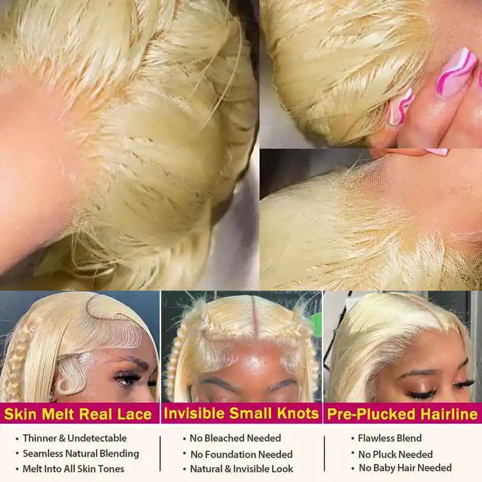 Invisible Real HD Lace 613 Blonde 13x6 Lace Frontal Straight 7x7 5x5 Lace Closure Baby Hair Pre Everything Brazilian Remy Hair