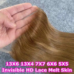 13x4 13x6 HD Lace Frontal Only Melt Skins #27 Honey Blonde Brazilian Remy Straight Human Hair 5x5 6x6 HD Lace Closure PrePlucked