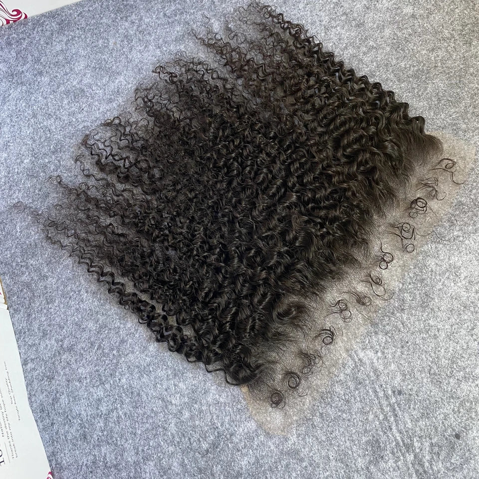 HD Full Lace Frontal Only Curly Edges Baby Hair Deep Curly 13x6 Invisiable Melt Skins PrePlucked 7x7 HD Lace Closure Human Hair