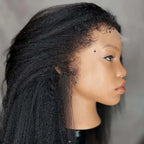 4C Kinky Edges Hairline Curly Baby Hair Invisible HD Lace 13X6 Kinky Straight Lace Frontal Wig Human Hair Yaki Straight Lace Wig