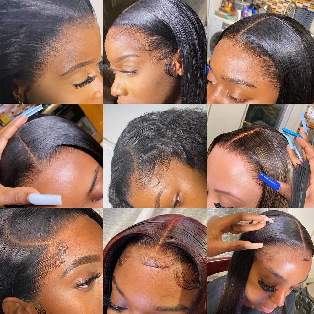 HD Full Lace Frontal Only Curly Edges Baby Hair Deep Curly 13x6 Invisiable Melt Skins PrePlucked 7x7 HD Lace Closure Human Hair