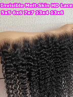 SKINLIKE Curly 13x6 HD Lace Frontal Melt Skins 5x5 6x6 HD Lace Closures Invisiable 13x4 HD Lace Frontal Pre Plucked Hairline