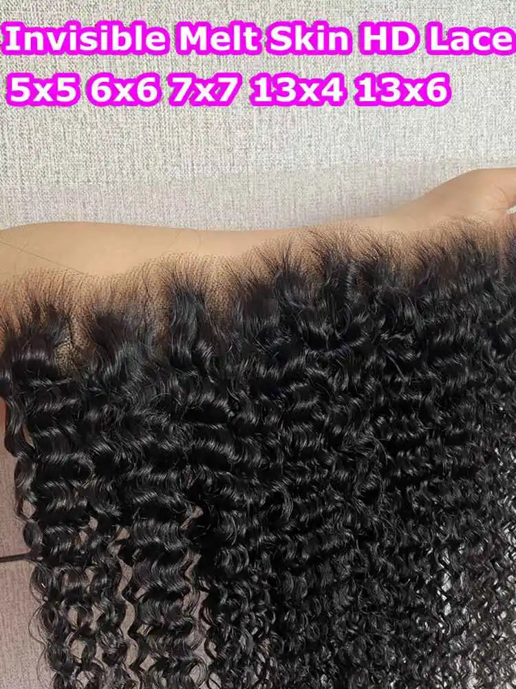 SKINLIKE Curly 13x6 HD Lace Frontal Melt Skins 5x5 6x6 HD Lace Closures Invisiable 13x4 HD Lace Frontal Pre Plucked Hairline