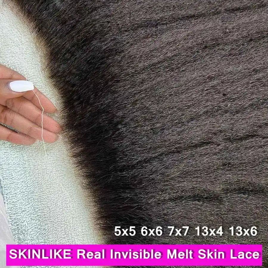Kinky Straight 13x6 Skinlike HD Lace Frontal Melt Skin Pre plucked Invisible HD Lace 5x5 6x6 HD Lace Closure Only Human Hair