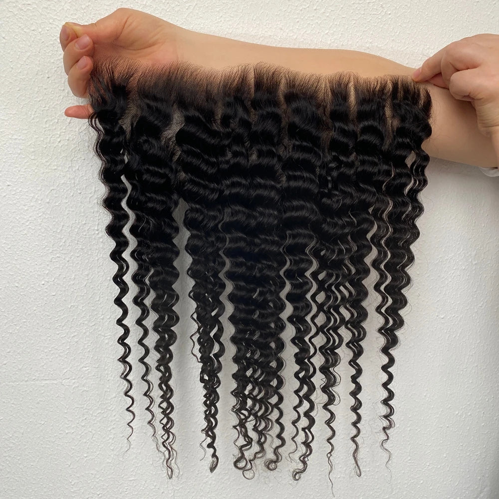 Deep Wave 13x6 HD Lace Frontal Melt Skins 5x5 6x6 7x7 HD Closure Invisiable HD Lace Closure 100% Human Hair Pre Plucked Hairline