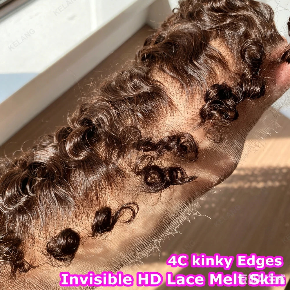 #4 Real Invisible HD Lace 4C kinky Edges Melt Skins Pre Plucked Lace Closure 100% Virgin Human Raw Hair 13x4 7x7 HD Lace Frontal