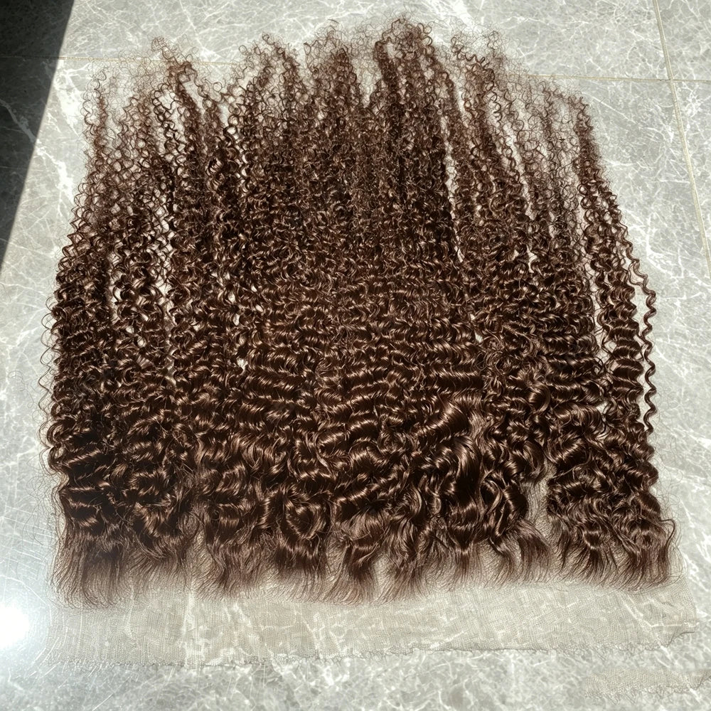 Chocolate Brown 13x6 Invisible HD Lace Frontal Kinky Curly Melt Skin Pre Plucked 9×6 Closure Ear to Ear Brazilian Human Hair