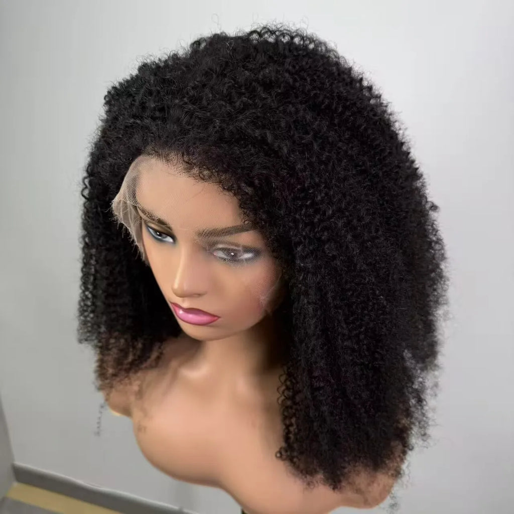 4C Kinky Edges Mongolian Afro Kinky Curly Wig 13x6 HD Lace Frontal Human Hair Wigs Human Hair Curly 5x5 HD Lace Closure Wig