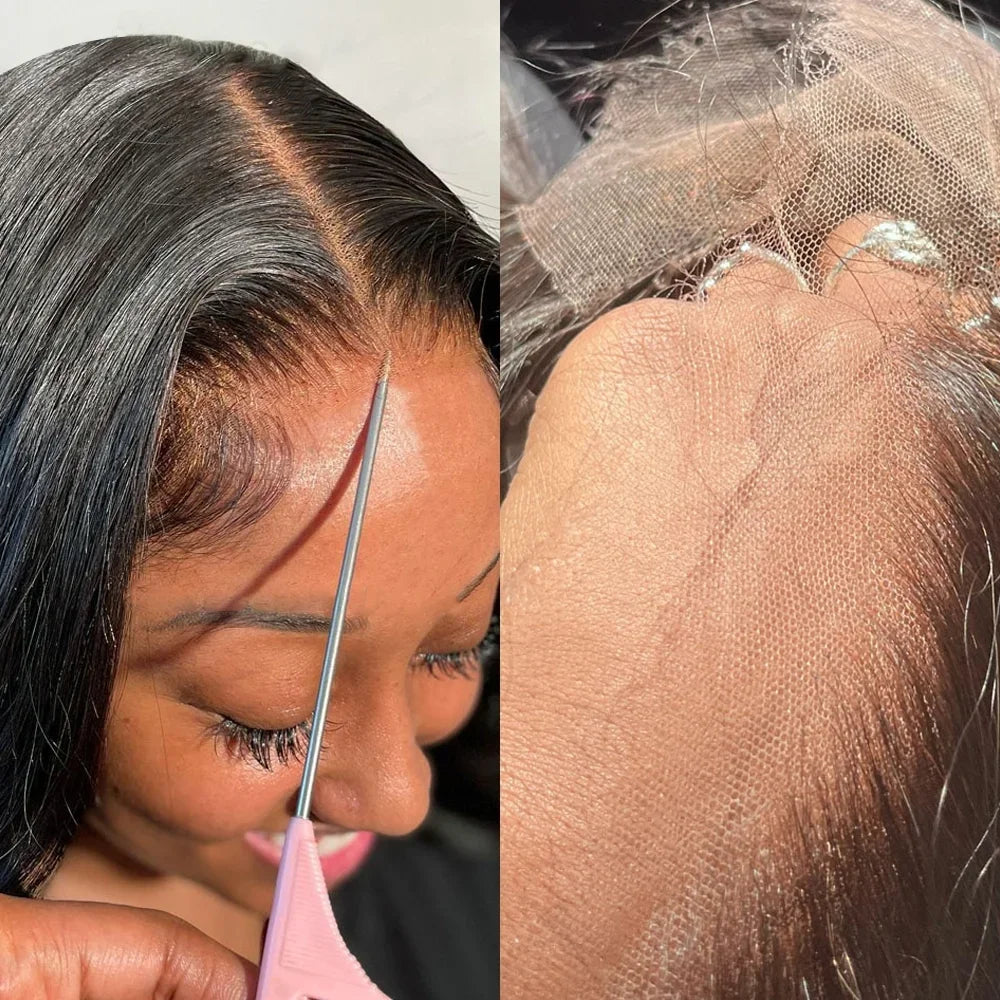 #4 Real Invisible HD Lace 4C kinky Edges Melt Skins Pre Plucked Lace Closure 100% Virgin Human Raw Hair 13x4 7x7 HD Lace Frontal
