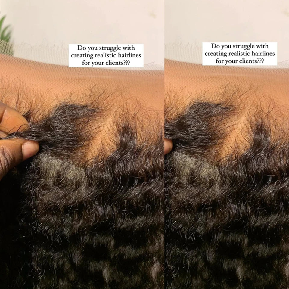 HD Full Lace Frontal Only Curly Edges Baby Hair Deep Curly 13x6 Invisiable Melt Skins PrePlucked 7x7 HD Lace Closure Human Hair
