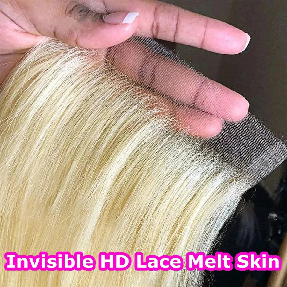 Invisible Real HD Lace 613 Blonde 13x6 Lace Frontal Straight 7x7 5x5 Lace Closure Baby Hair Pre Everything Brazilian Remy Hair