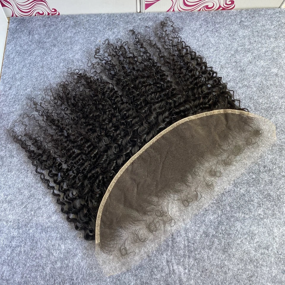 HD Full Lace Frontal Only Curly Edges Baby Hair Deep Curly 13x6 Invisiable Melt Skins PrePlucked 7x7 HD Lace Closure Human Hair