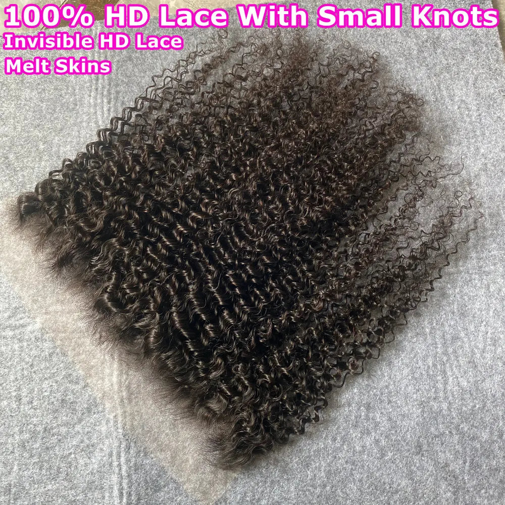 Curly Real Invisible HD Lace 13x6 9x6 Melt Skins Pre Plucked Lace Closure 100% Virgin Human Raw Hair 13x4 7x7 HD Lace Frontal