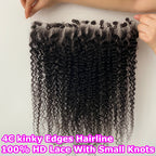 Invisible Real HD Full Long 13x6 Lace Frontal Only Kinky Curly 4C kinky Edges Melt Skin Pre Plucked Swiss HD Closure Human Hair