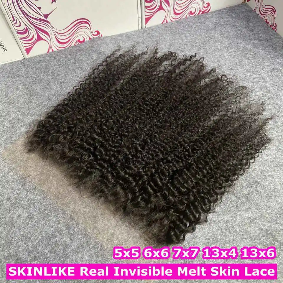 SKINLIKE Curly 13x6 HD Lace Frontal Melt Skins 5x5 6x6 HD Lace Closures Invisiable 13x4 HD Lace Frontal Pre Plucked Hairline