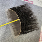 Deep Curly c13x6 Invisiable HD Full Lace Frontal Only Curly Edges Baby Human Hair Melt Skins PrePlucked 7x7 HD Lace Closure