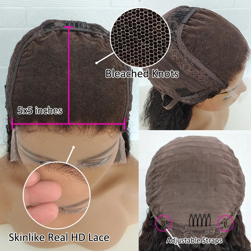 4C Kinky Edges Mongolian Afro Kinky Curly Wig 13x6 HD Lace Frontal Human Hair Wigs Human Hair Curly 5x5 HD Lace Closure Wig