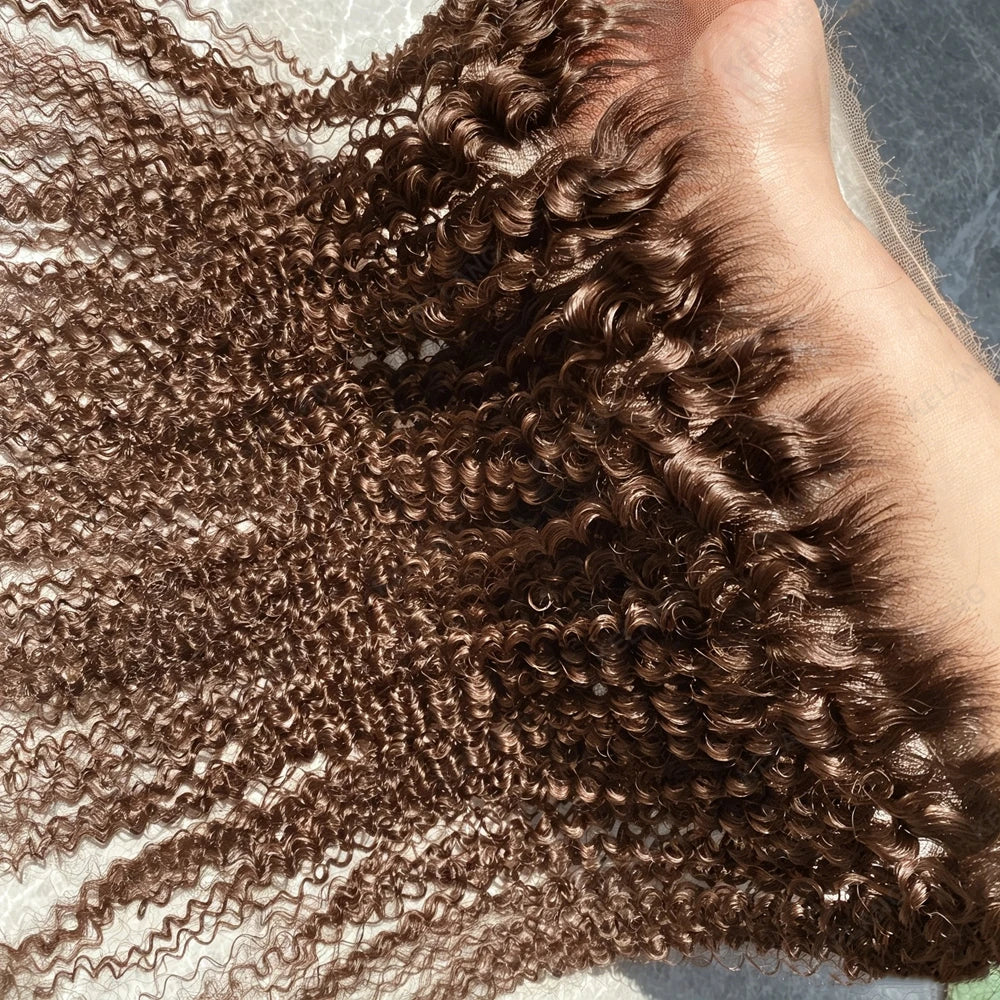 Chocolate Brown 13x6 Invisible HD Lace Frontal Kinky Curly Melt Skin Pre Plucked 9×6 Closure Ear to Ear Brazilian Human Hair